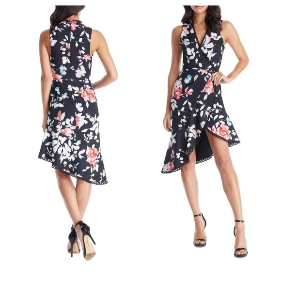 Dress the PopulationFloral Print Wrap Dress:Box008: